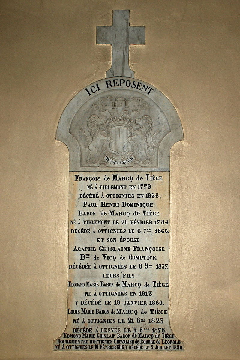 Le monument Marcq de Tiège dans l'église St Remi